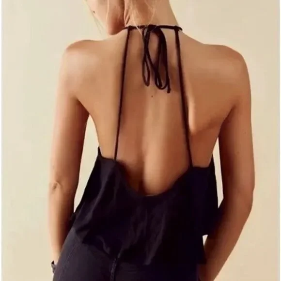 Free People Long Weekend Top In Black - Picture 2 of 6